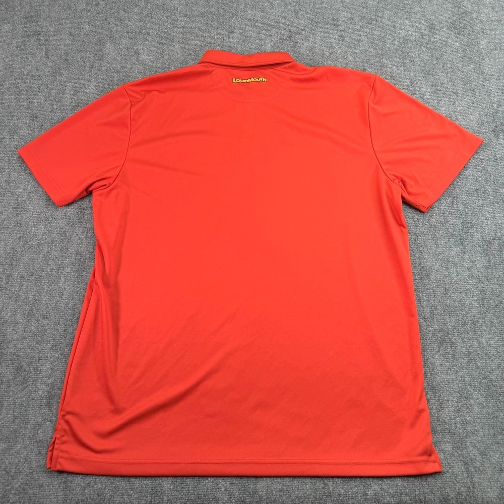 Loudmouth Polo Shirt Mens Extra Large Red Tropical Placket Print Golf Stretch‎ - Picture 9 of 10